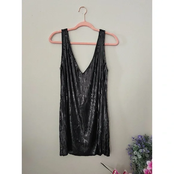 Free People Black Sequin Mini Dress